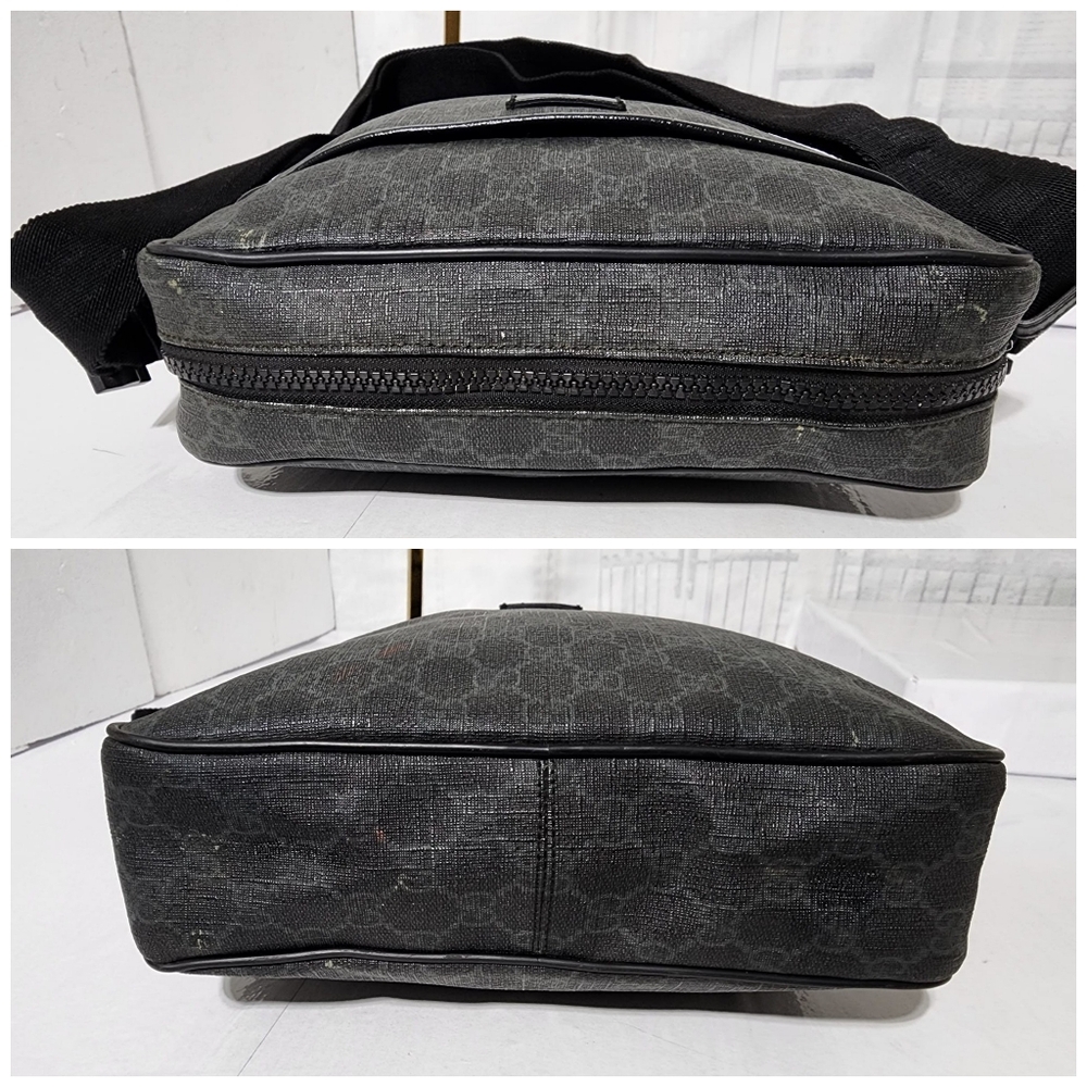 GUCCI GG Supreme Monogram Front Pocket Messenger Bag Black/Grey - Picture 11 of 16